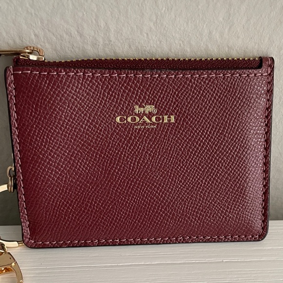 Coach Mini Skinny ID Case Wallet - Wine - Picture 2 of 6